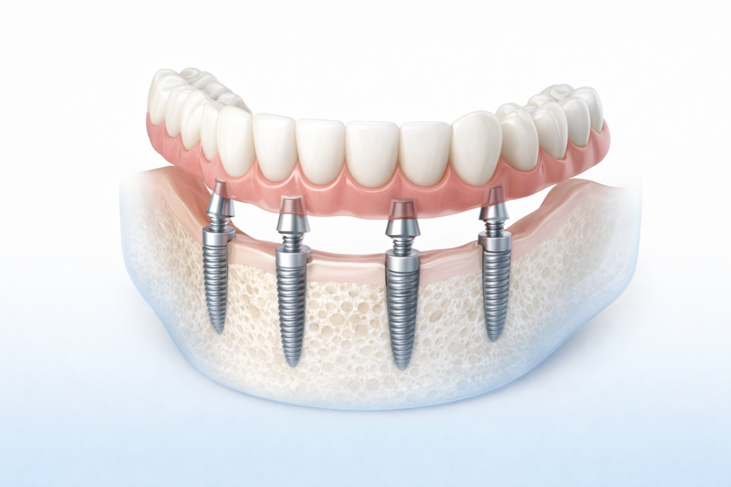 All-on-4 dental implant full arch restoration