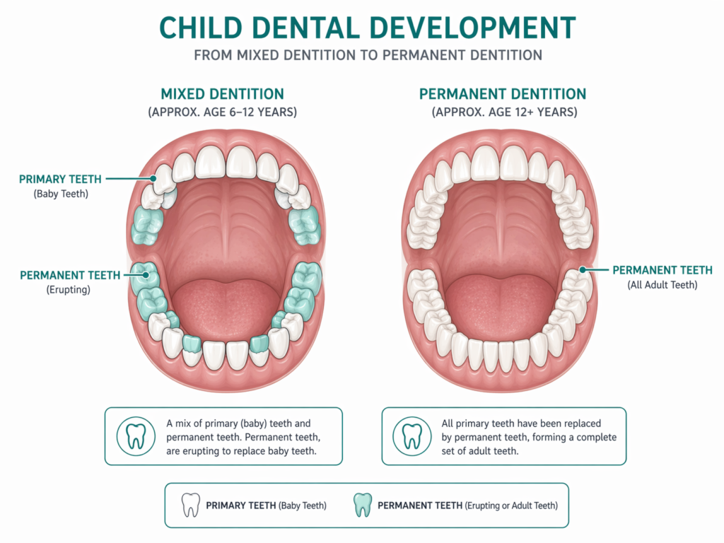Child dental development stages chart