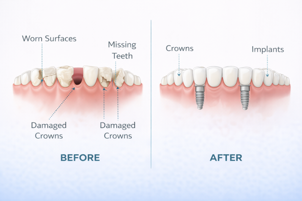 Dental treatment transformation before and after