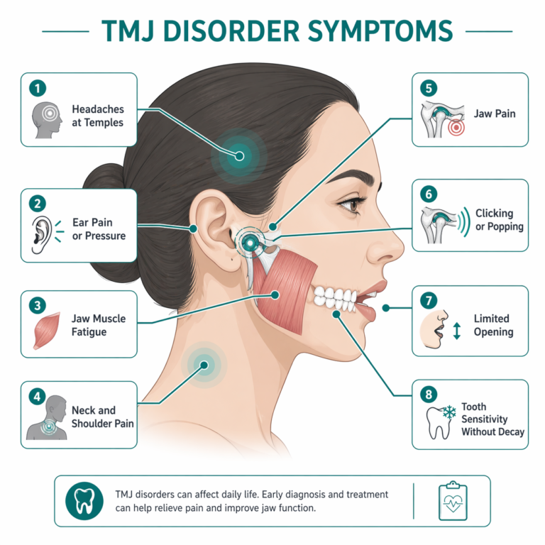 TMJ disorder symptom infographic