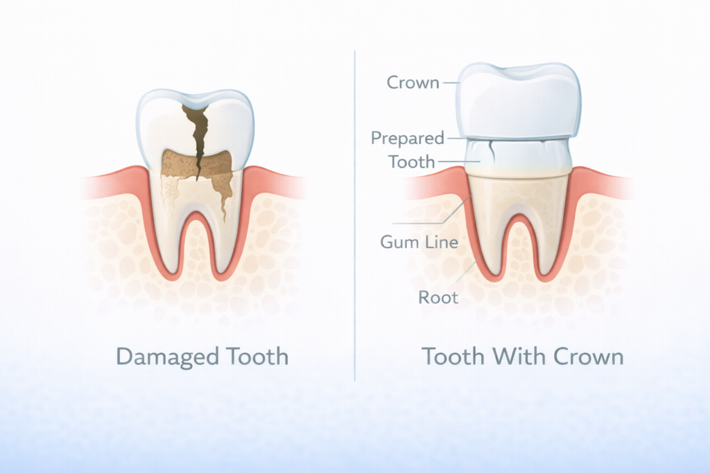 Tooth restoration comparison diagram
