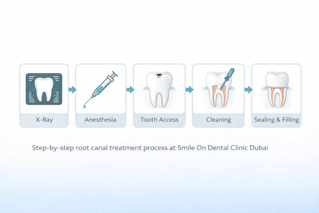 What Happens During Root Canal Treatment at Smile On Dental Clinic, Al Satwa​