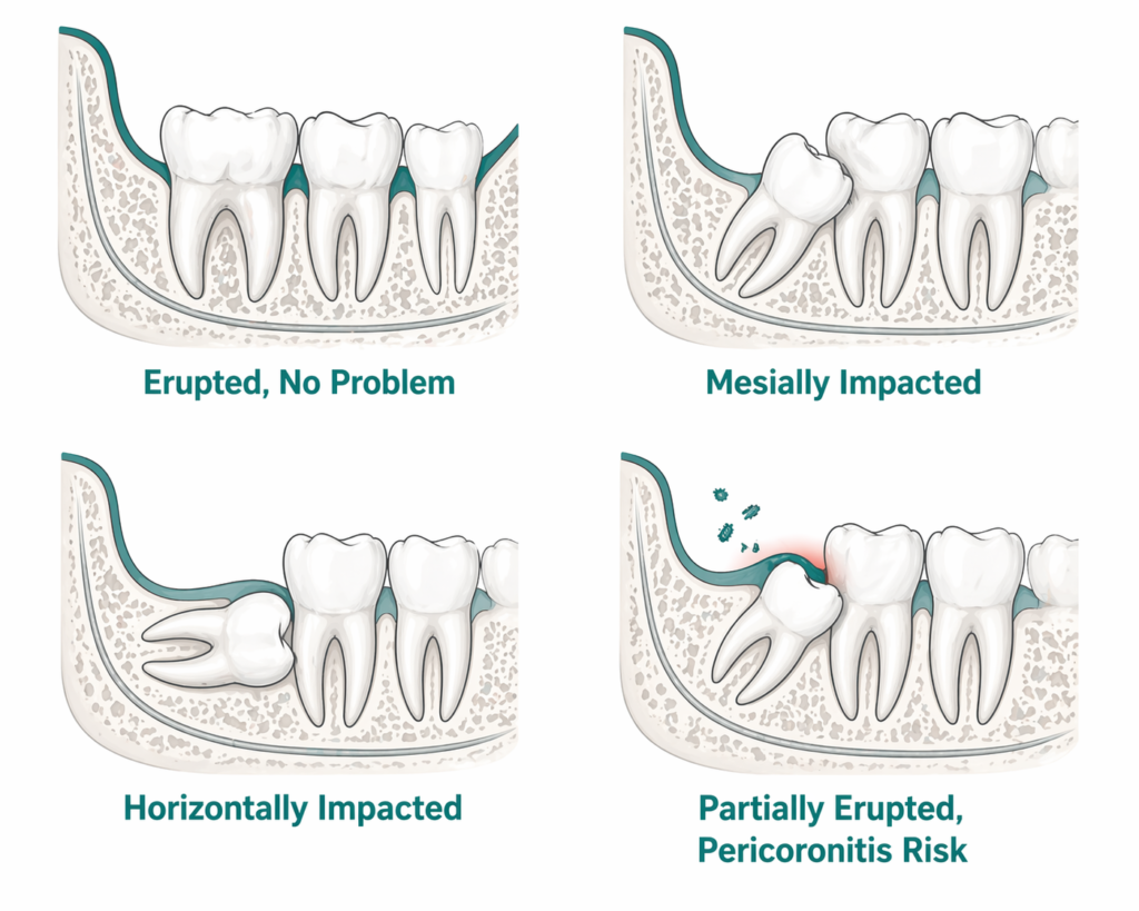 Wisdom tooth conditions infographic
