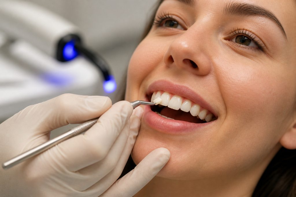 Composite bonding procedure being performed at Smile On Dental Clinic, Al Satwa, Dubai