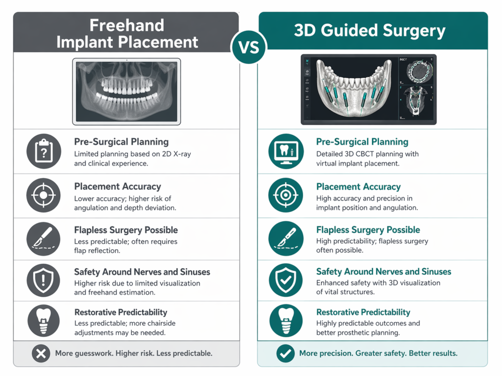 Freehand vs 3D guided surgery
