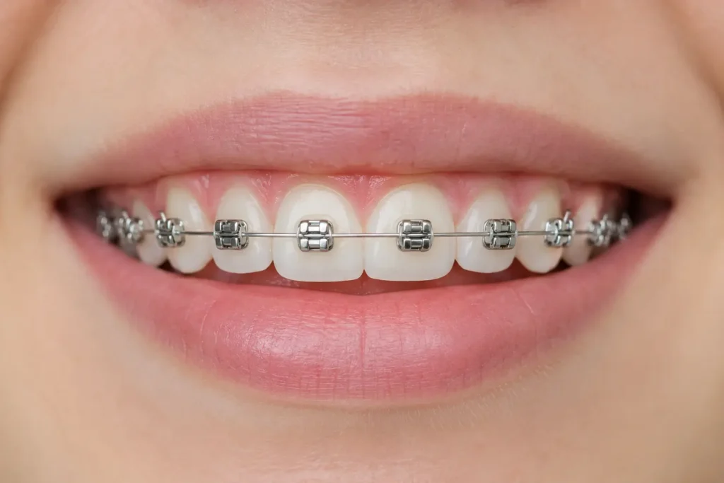 Metal braces close-up