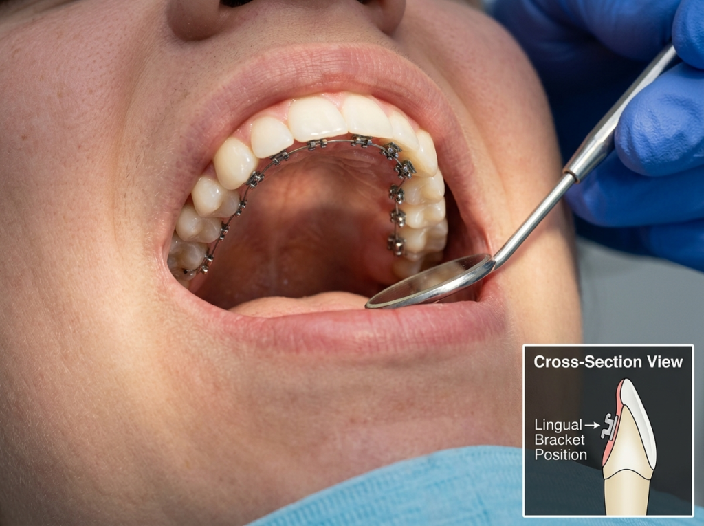 Lingual braces position